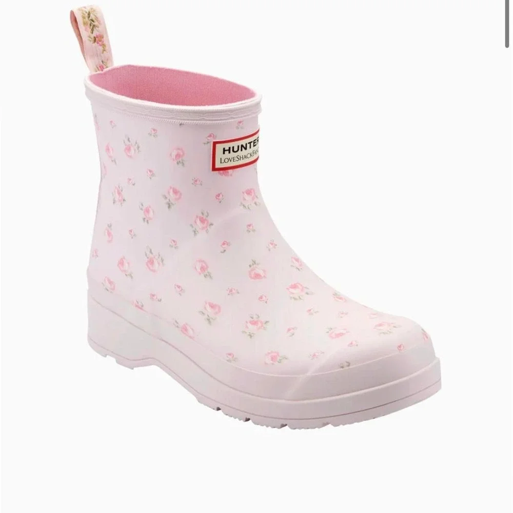 Womens LoveShackFancy x Hunter play short rain boot s5 print blooming Heirloom